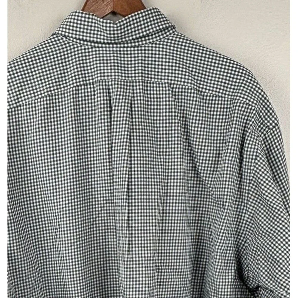 Ralph Lauren Golf Button Shirt Green Gingham Plaid Blue Pony Crest XL Tilden LS